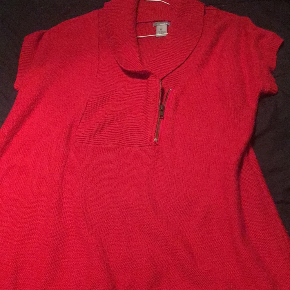 Long red sweater